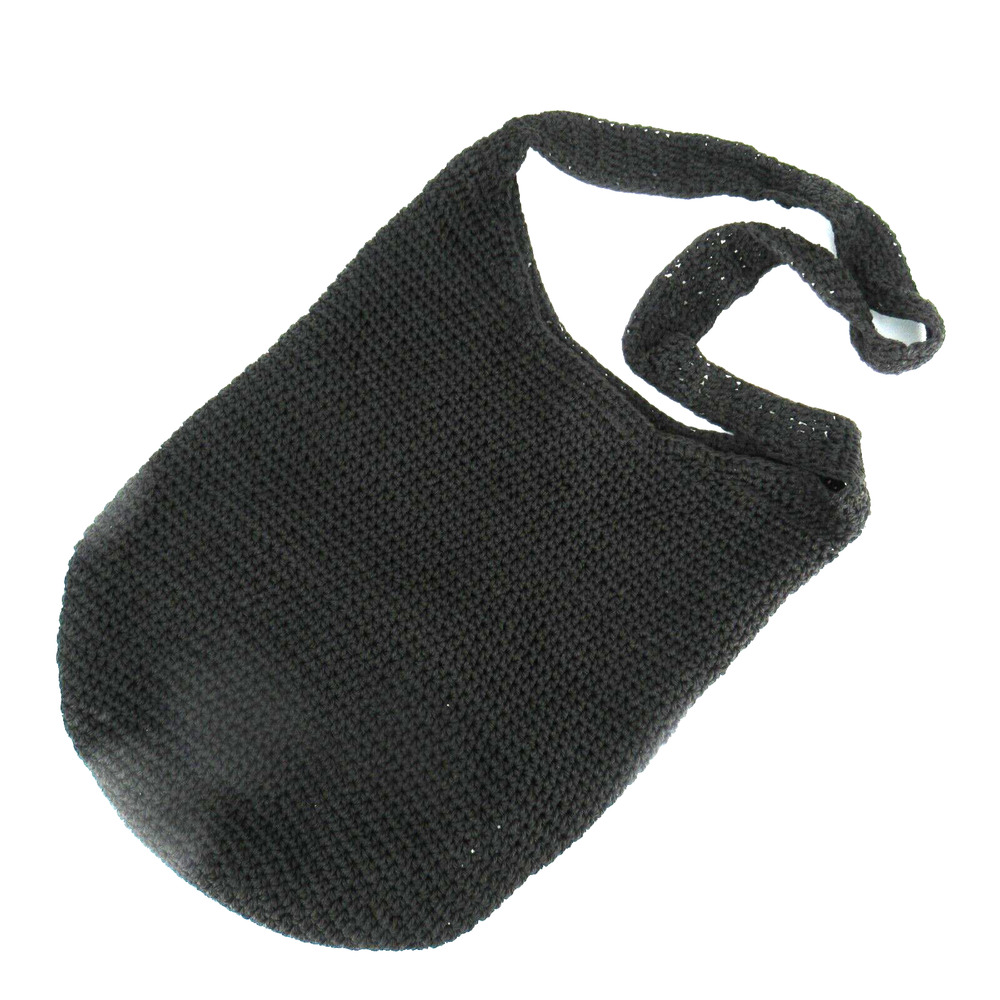Saddle River Hobo Handbag Women L Black Nylon Crochet Lined Purse Shoulder Bag